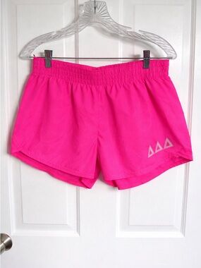 Soffe Bright Hot Pink Athletic shorts with Tri Delta logo